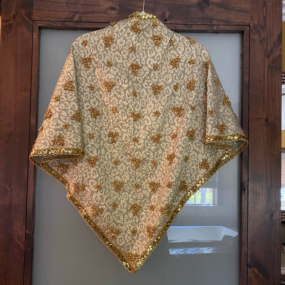 New handmade golden color & crystal beaded fancy scarf wrap